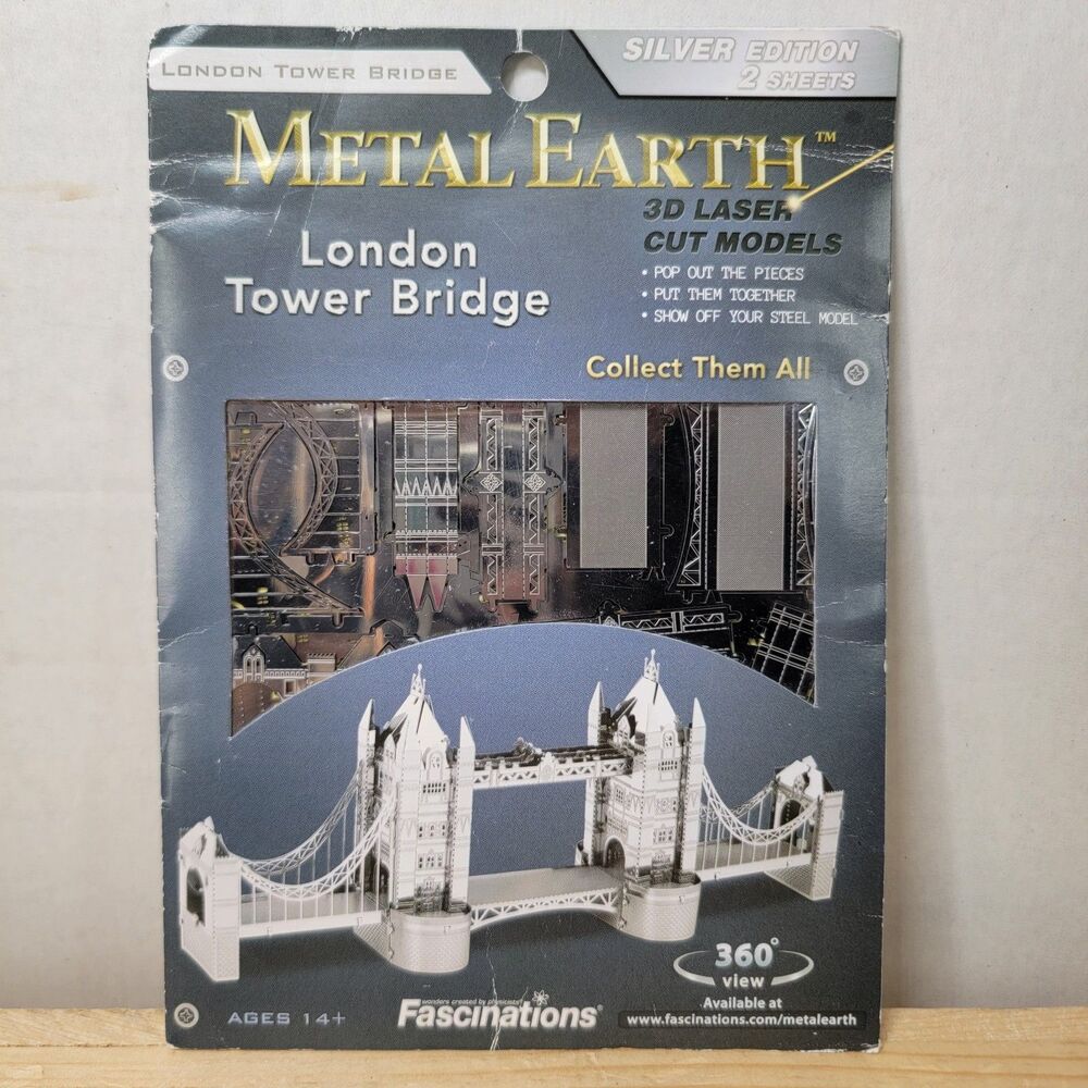 Metal Earth Steel Model Kit London "Tower Bridge" Silver Edition - NEW / SEALED